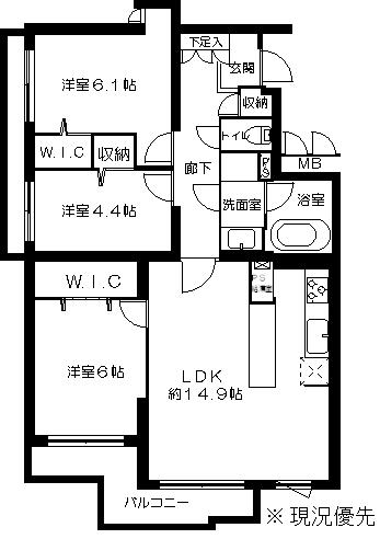 パークハイム夕陽ケ丘301号 間取り図